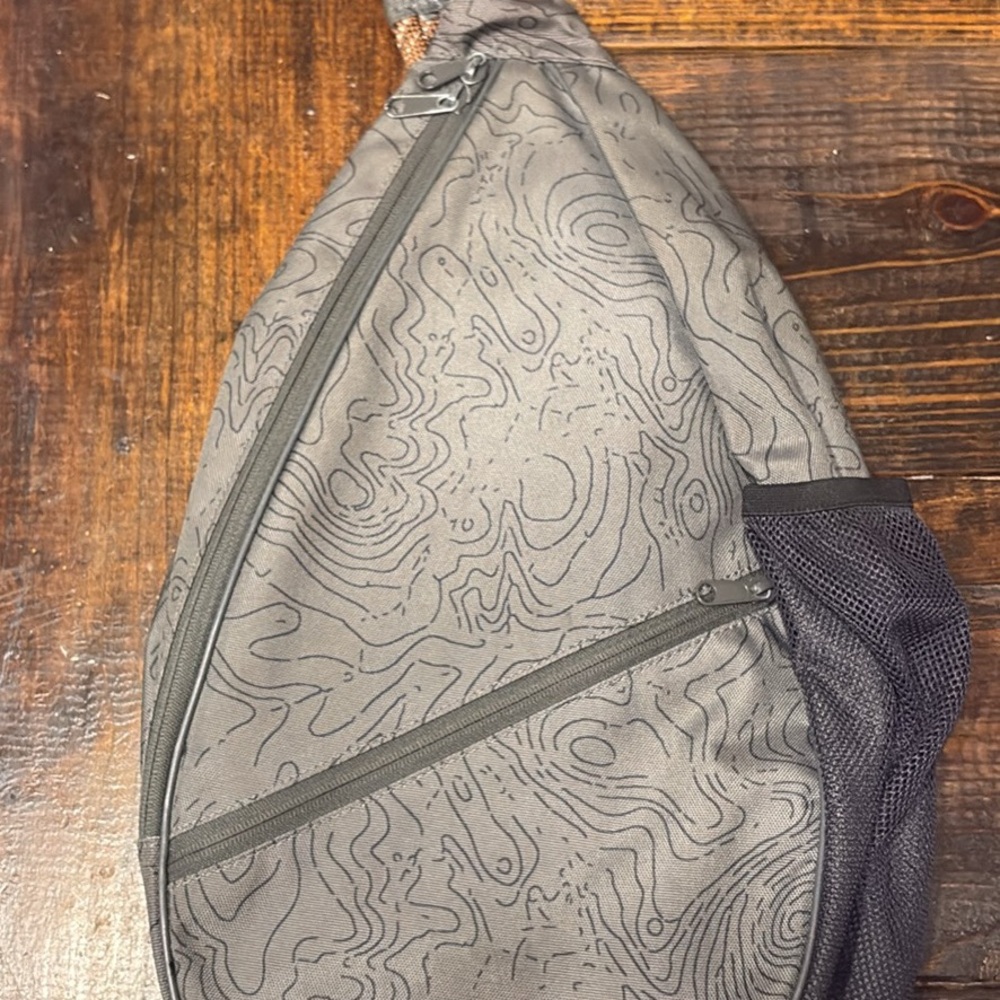Olive green Topographic Sling Bag